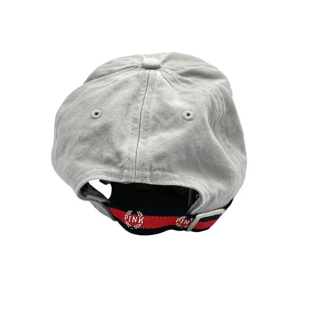 Victoria's Secret Pink VS Embroidered P Gray Cotton OS Baseball Cap Casual Hat